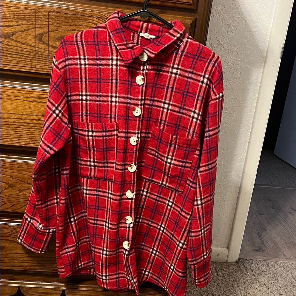 JODIFL Women’s Red Plaid Button Down Shirt